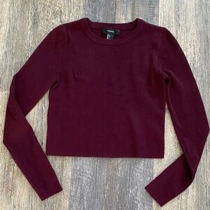 Forever 21 Deep Burgundy Crop Sweater